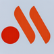 Logo of red circle on left with two orange diagonal stripes.